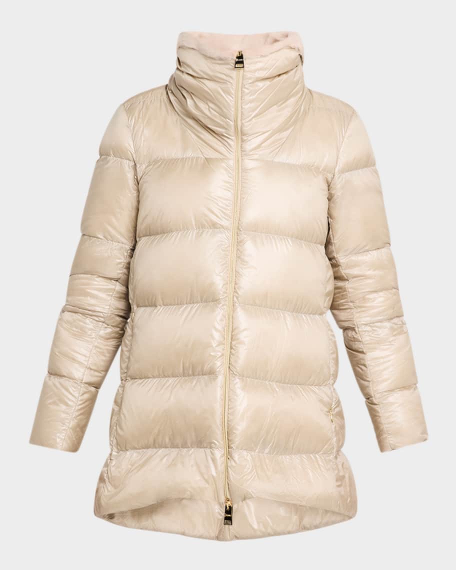 ダウンジャケット・コート HERNO A-SHAPE DOWN JACKET ULTRALIGHT Herno A-Shape Ultralight Down Jacket with New Lady Faux-Fur