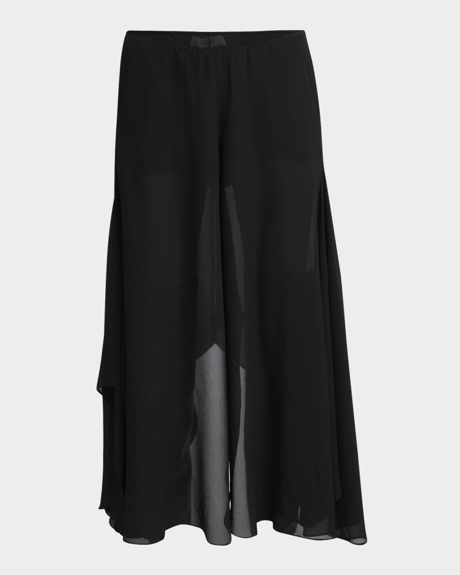 Chloe Silk Georgette Midi Pants with Skirt Overlay | Neiman