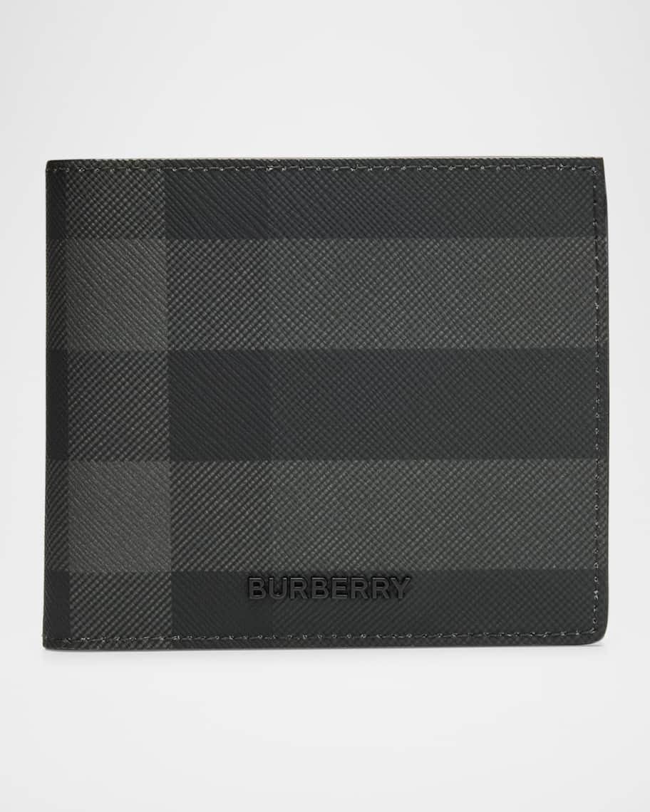 Burberry Men's Charcoal Check Bifold Wallet | Neiman Marcus