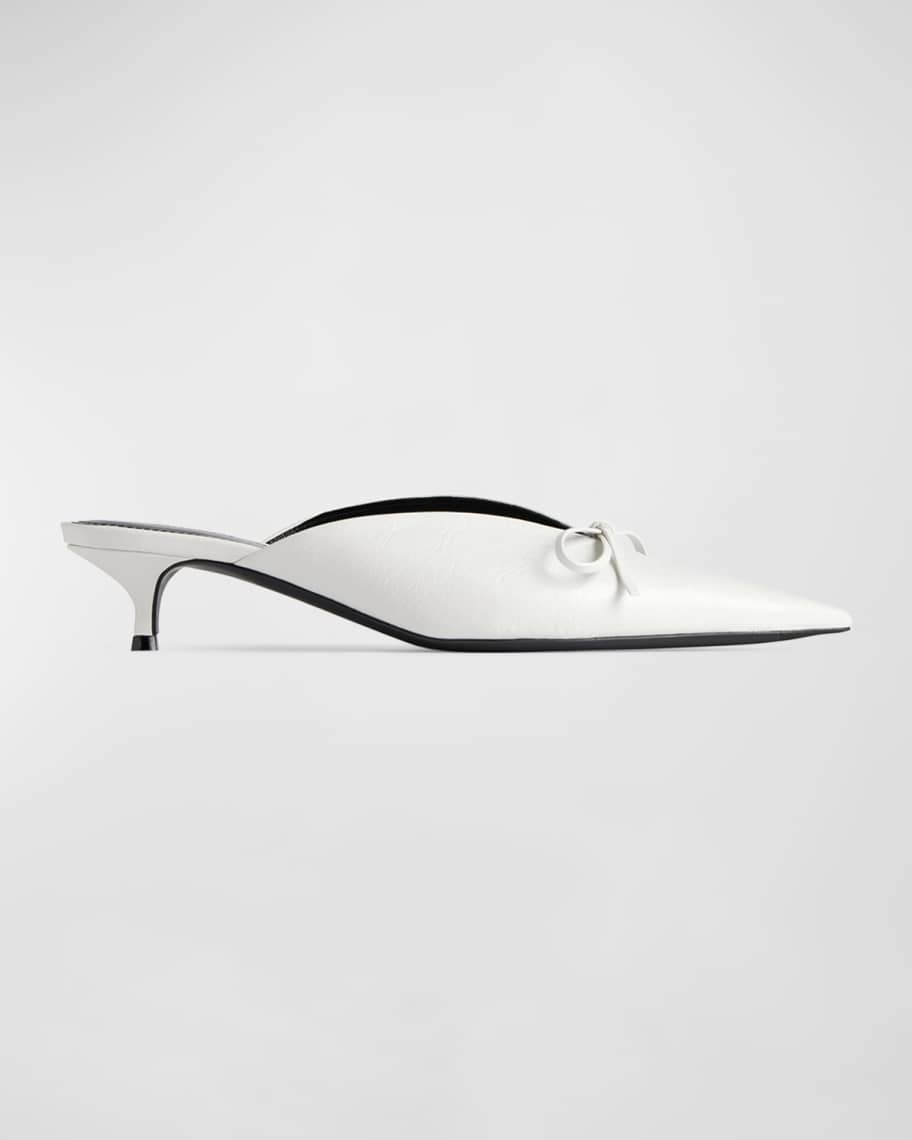 BALENCIAGA Knife Bow 40mm ミュール ブラック BALENCIAGA Knife bow-embellished crinkled-leather mules