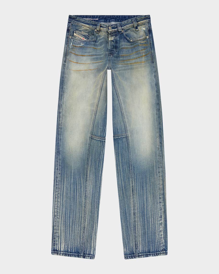 Whiskered over dyed mid rise men's jeans main image 0