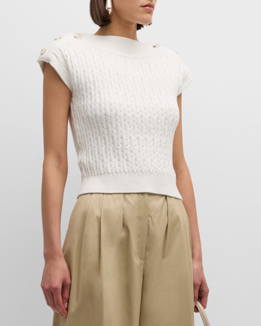 ADEAM Portofino Knit Sweater with Button Detail | Neiman Marcus
