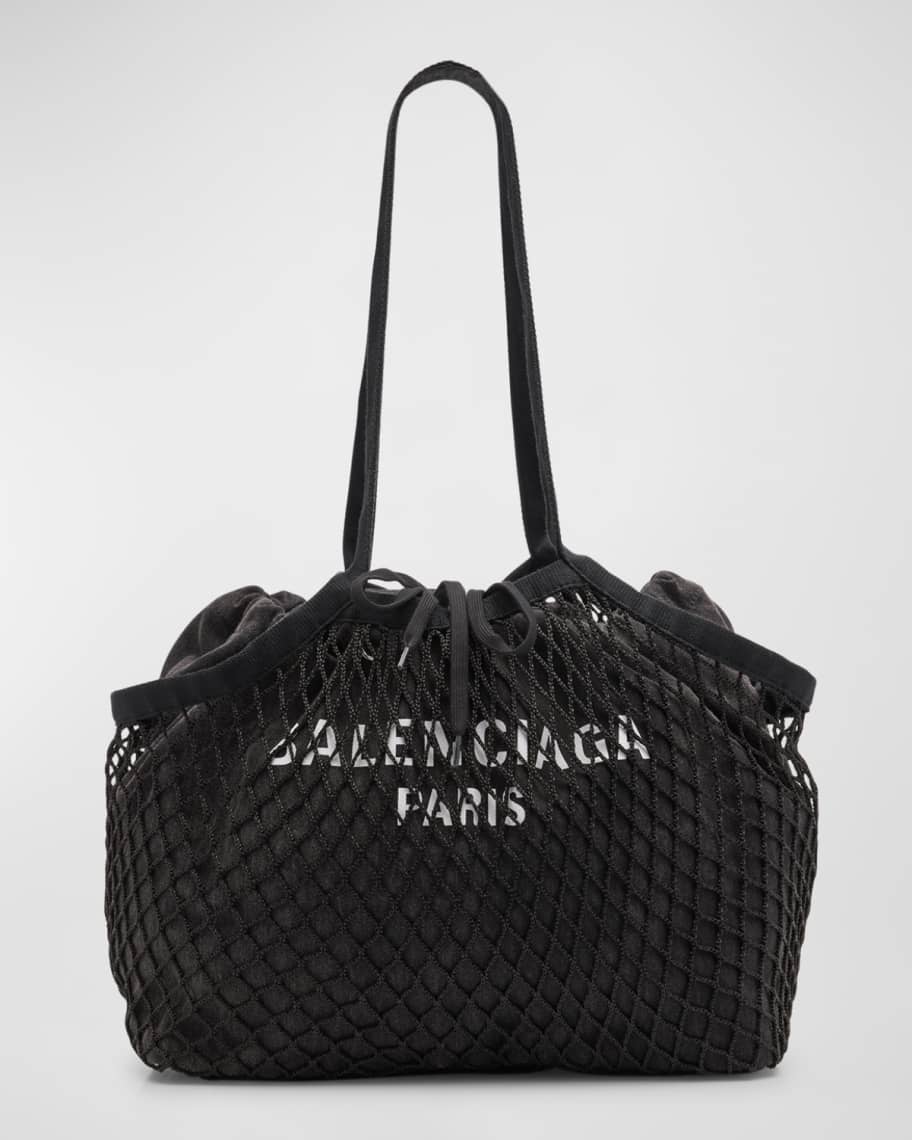 Balenciaga 24 Fishnet Canvas Tote Bag | Neiman Marcus