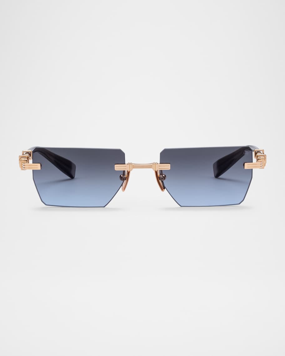 バルマン　セーブル Balmain Pierre Titanium Rectangle Sunglasses | Neiman Marcus