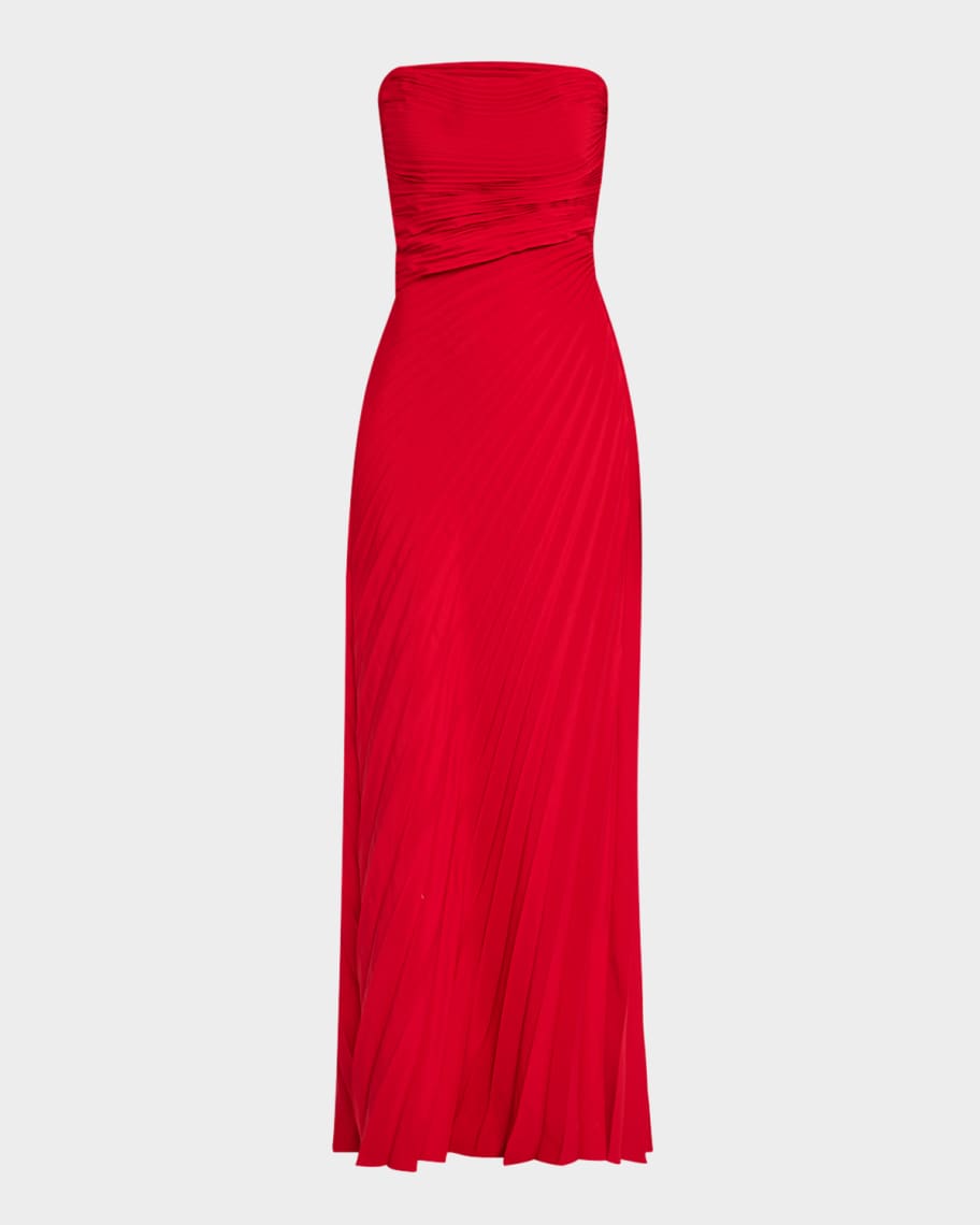 A.L.C. Bianca Strapless Pleated Maxi Dress