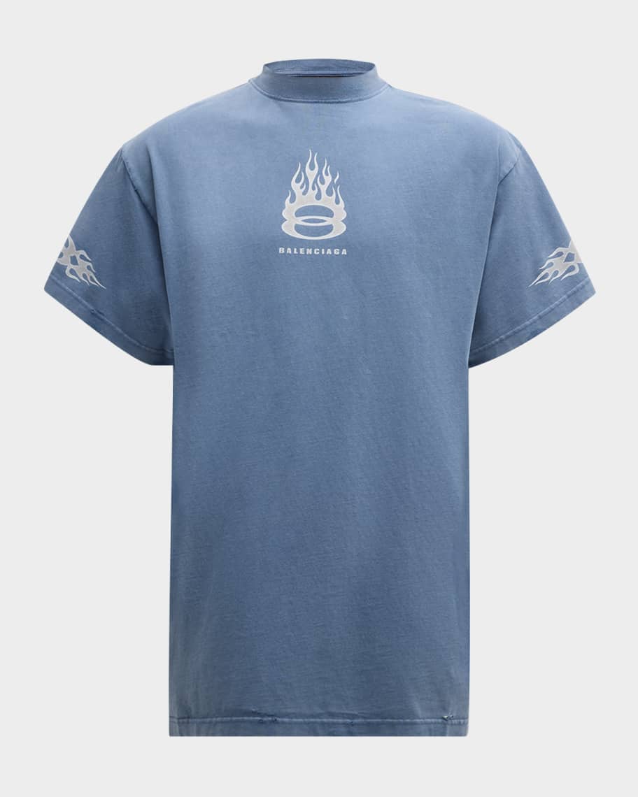 Balenciaga Men's Burning Unity Oversized T-Shirt | Neiman Marcus