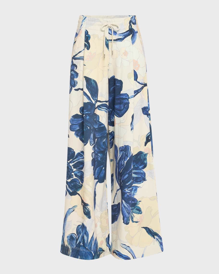 Dries Van Noten Hadium Floral Drawstring Wide Leg Pants | Neiman
