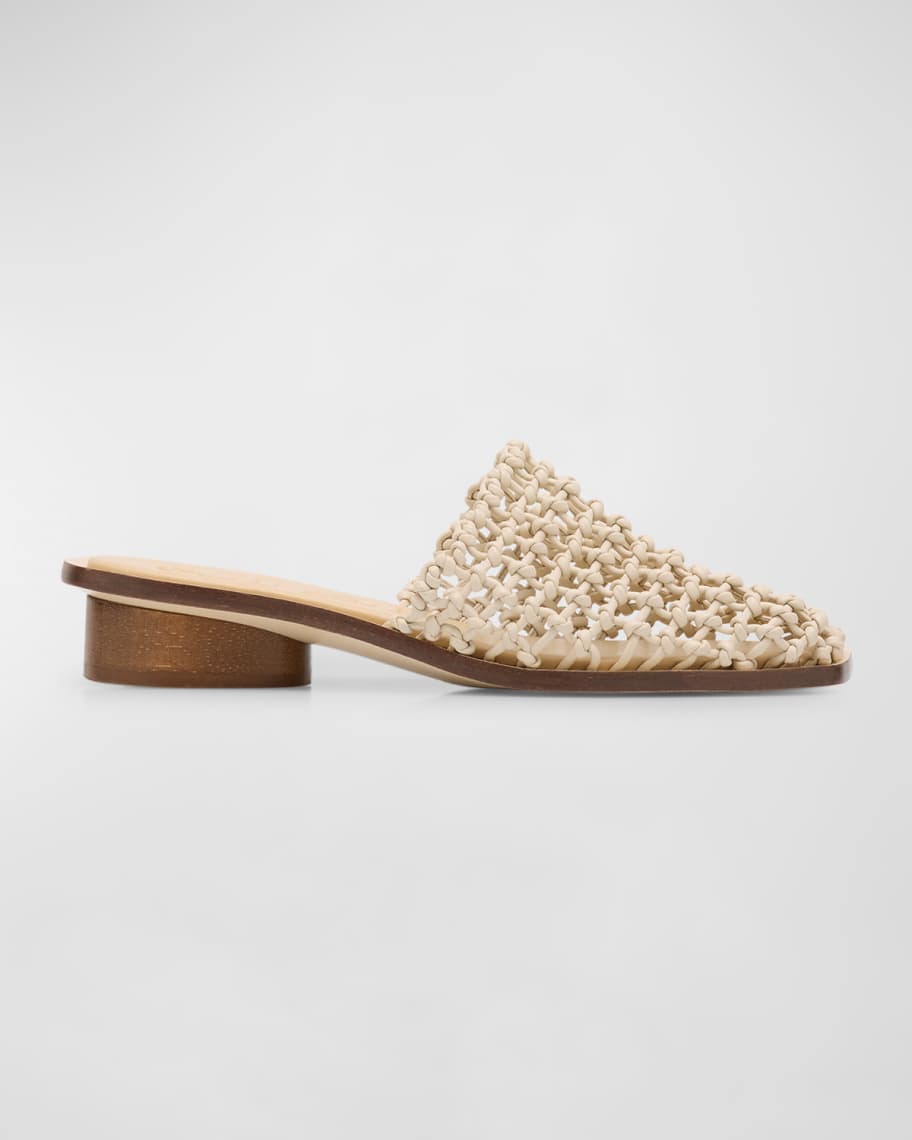 Leather net-effect Mules