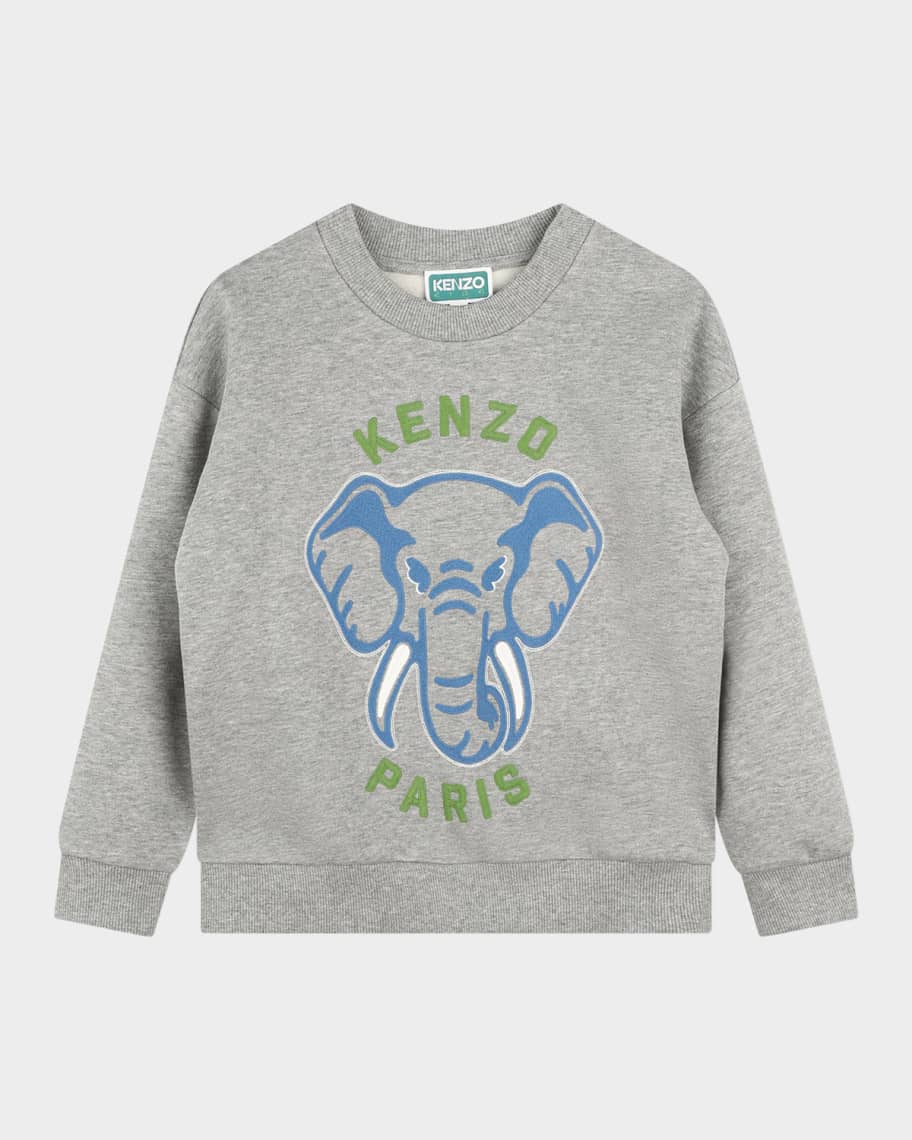 Kenzo Boy s Logo Embroidered Sweatshirt Size 4 10 Neiman Marcus