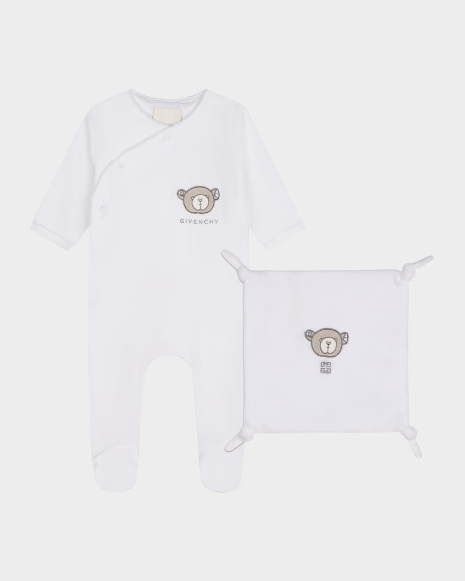 Givenchy Kid s Embroidered Logo Print Two Piece Footie Set Size Newborn 6M Neiman Marcus