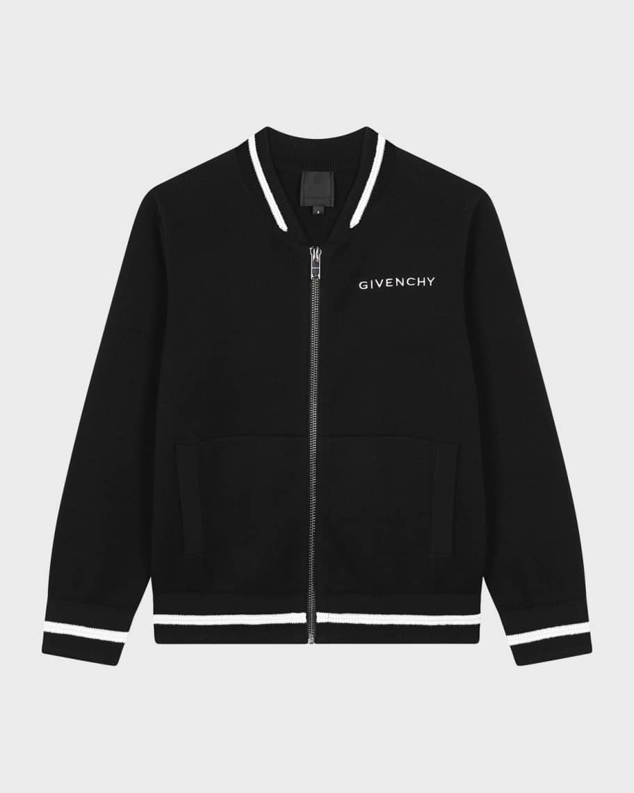 ジャケット Givenchy Black Wool Blend Bomber Jacket Givenchy Boy's Logo-Print 4G Knitted Bomber Jacket, Size 8