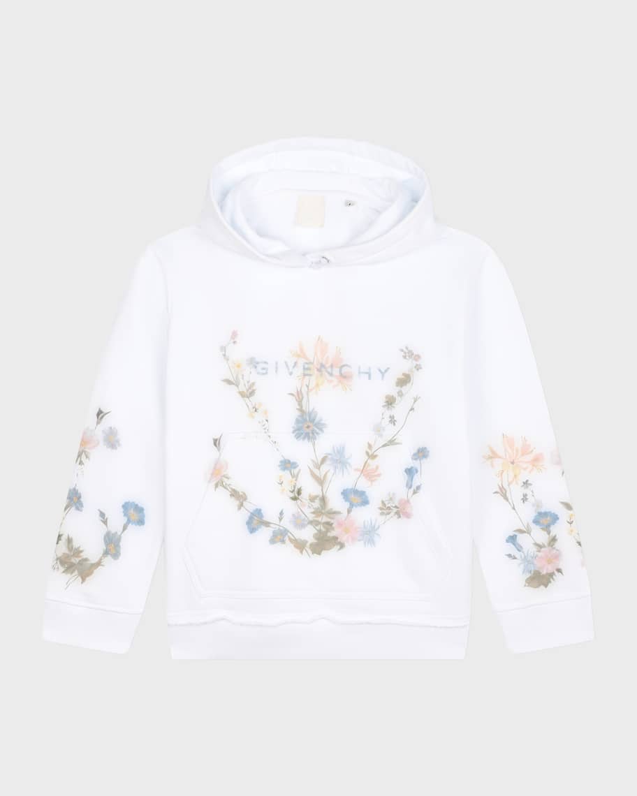 Givenchy Girl's Floral-Print Hoodie W/ Logo, Size 4-6 Neiman Marcus