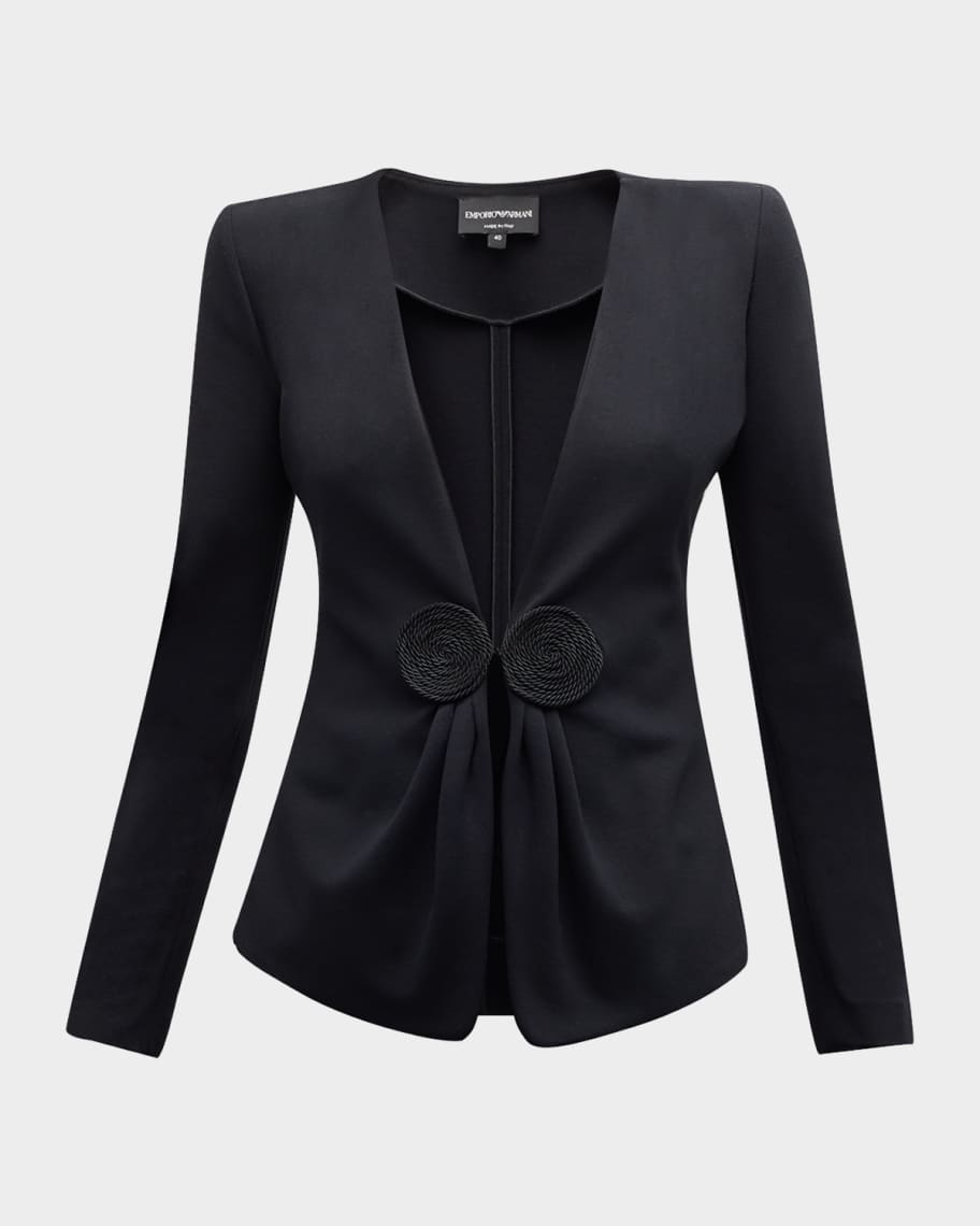 Emporio Armani Gathered Rope-Embellished Milano Jersey Jacket
