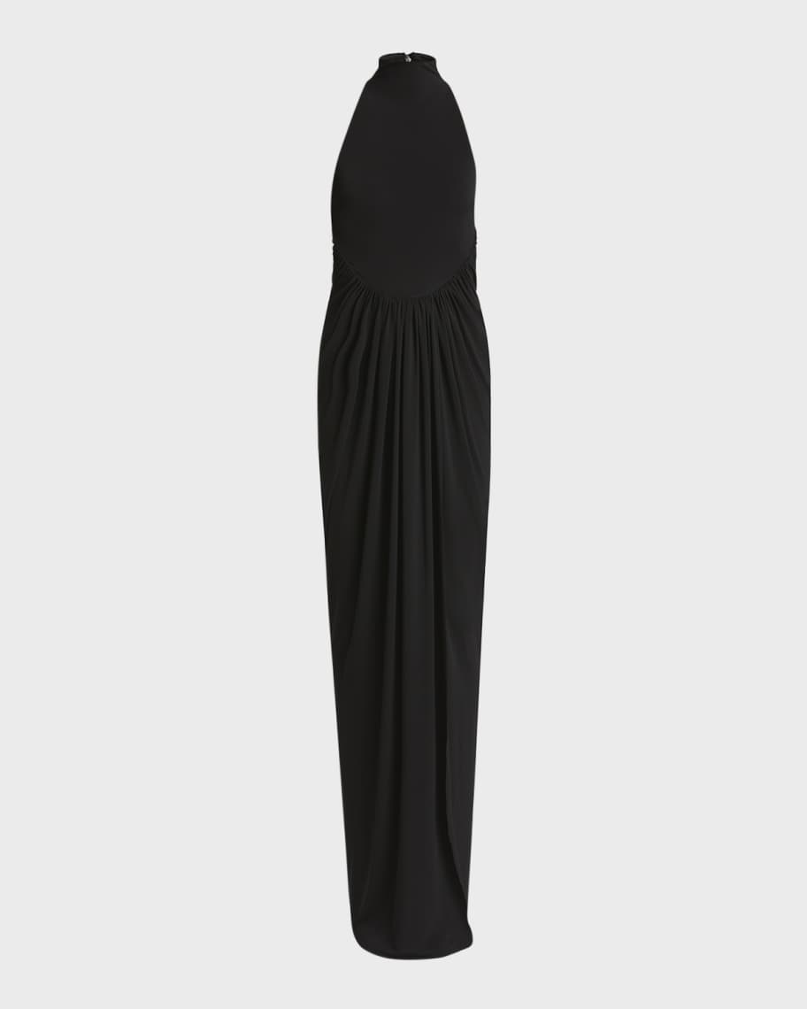 ALAIA High Neck Draped Waist Gown | Neiman Marcus