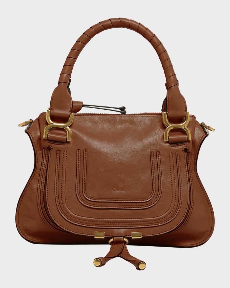 Chloe Marcie Small Double Carry Satchel Bag in Shiny Calfskin