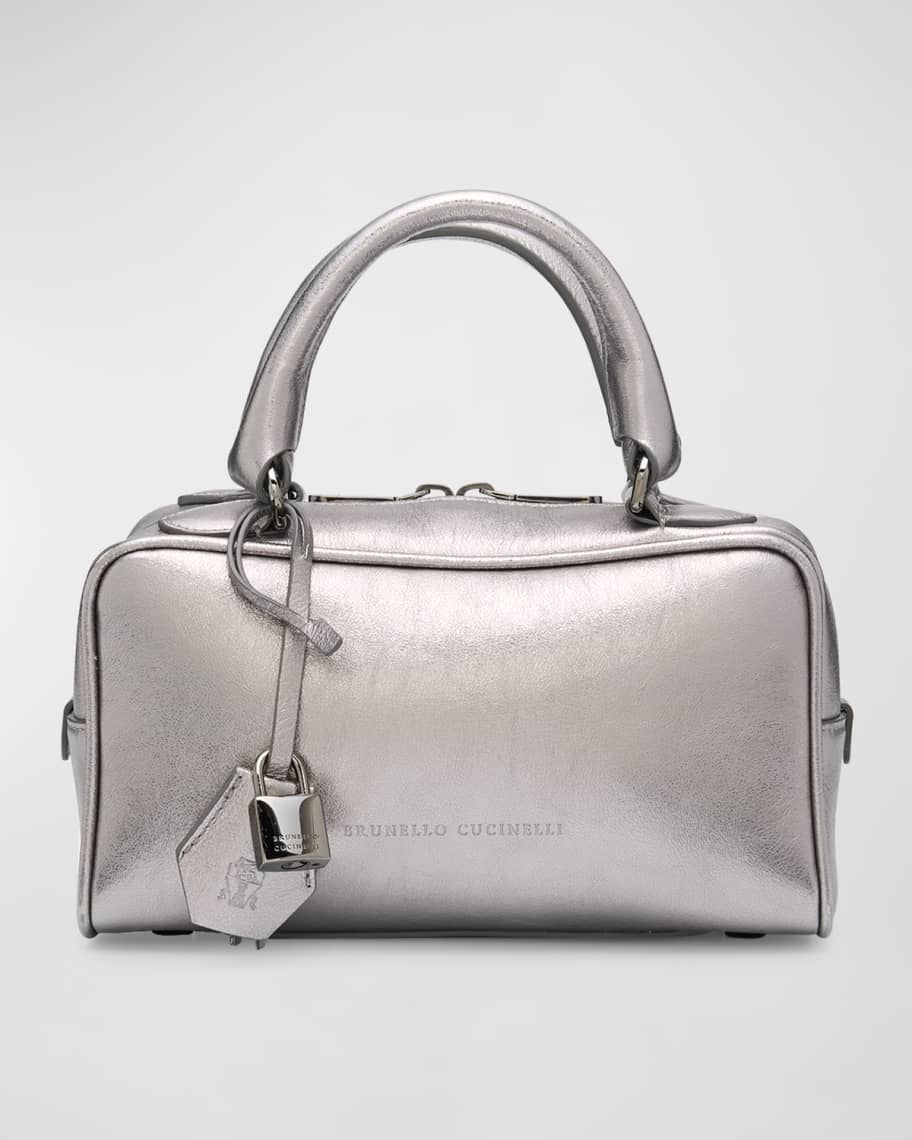 Brunello Cucinelli Mini Metallic Leather Boston Bag | Neiman
