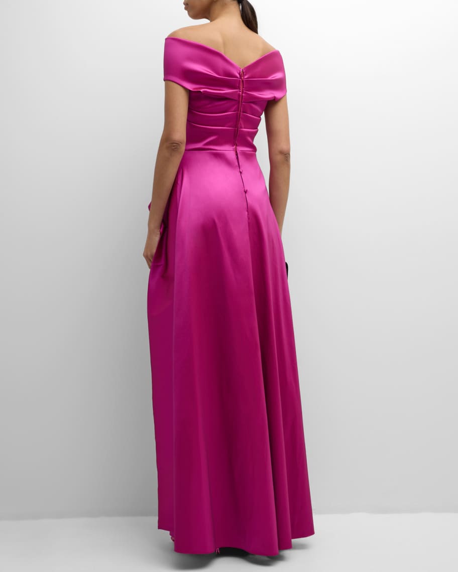 Image 3 of 6: Pleated Off-Shoulder Peplum Gown