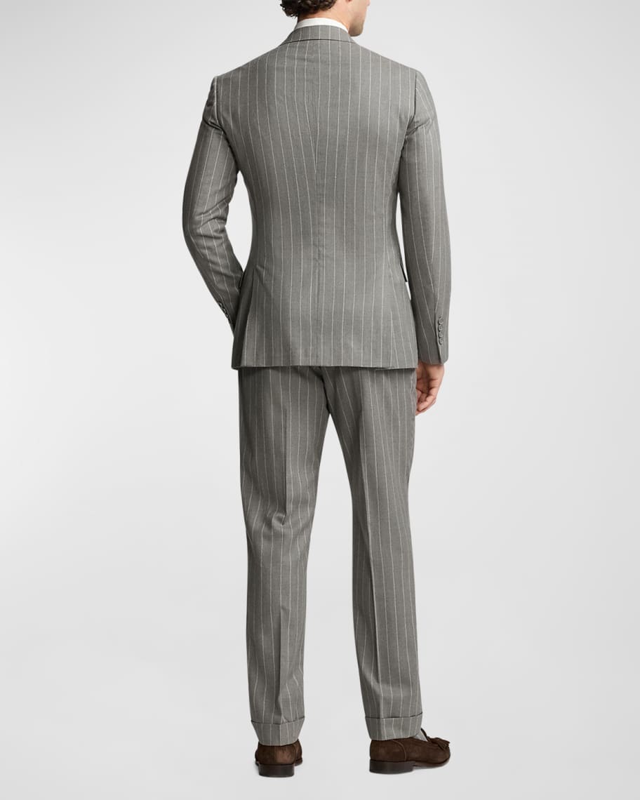Image 3 of 6: Men's Kent Hand-Tailored Pinstripe Wool Suit