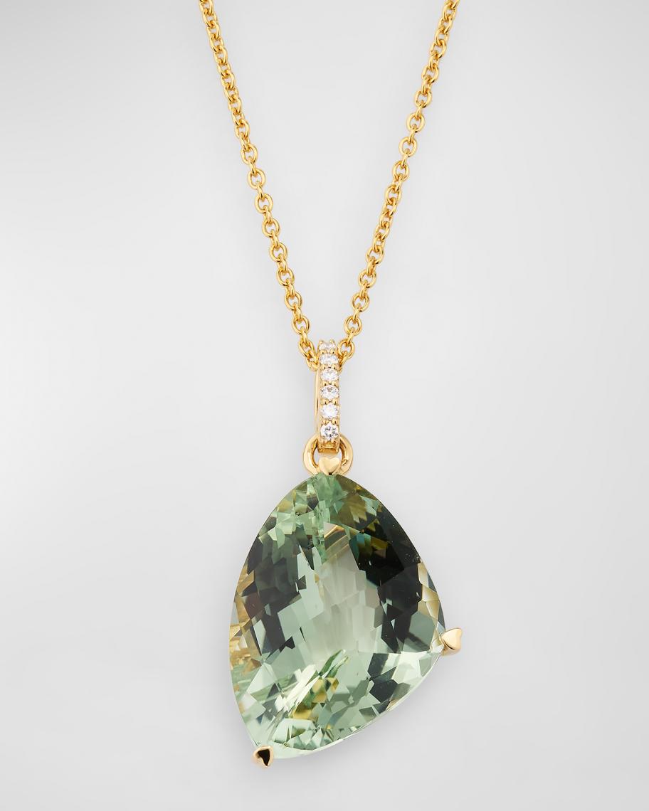 Lisa Nik Rocks 18K Yellow Gold Green Quartz and Diamond Bail Pendant ...