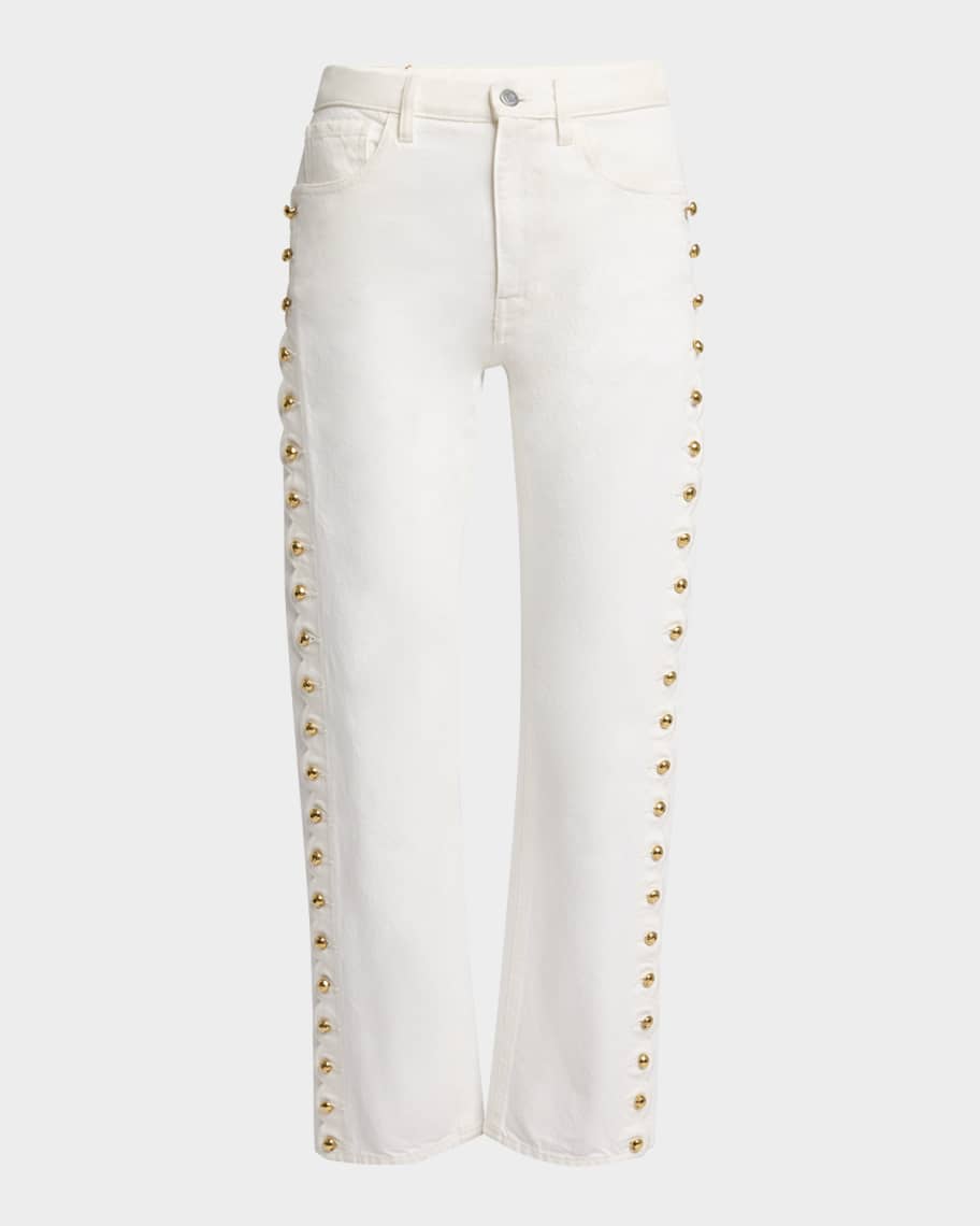 Chloe Button-Side Straight-Leg Ankle Denim Pants | Neiman Marcus