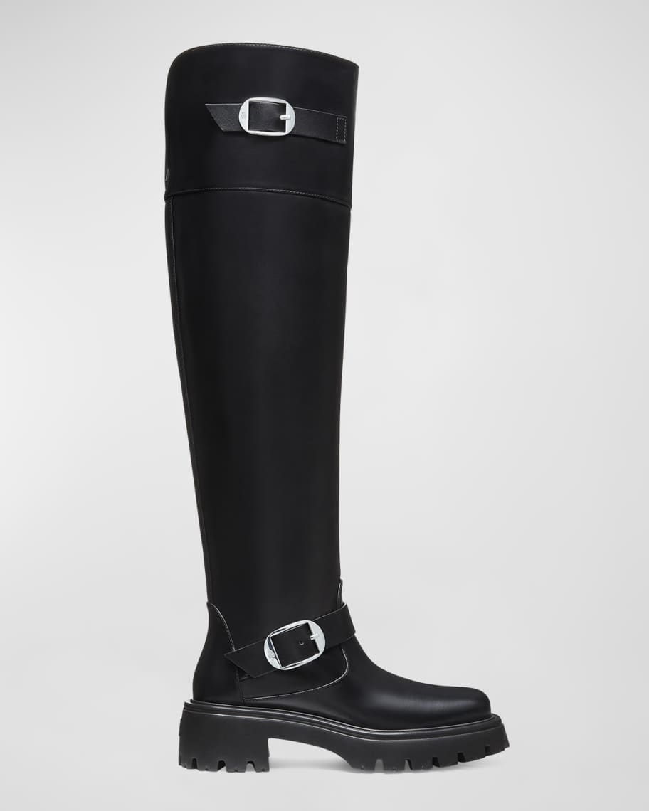Stuart Weitzman Emerson Buckle Leather Tall Boots | Neiman