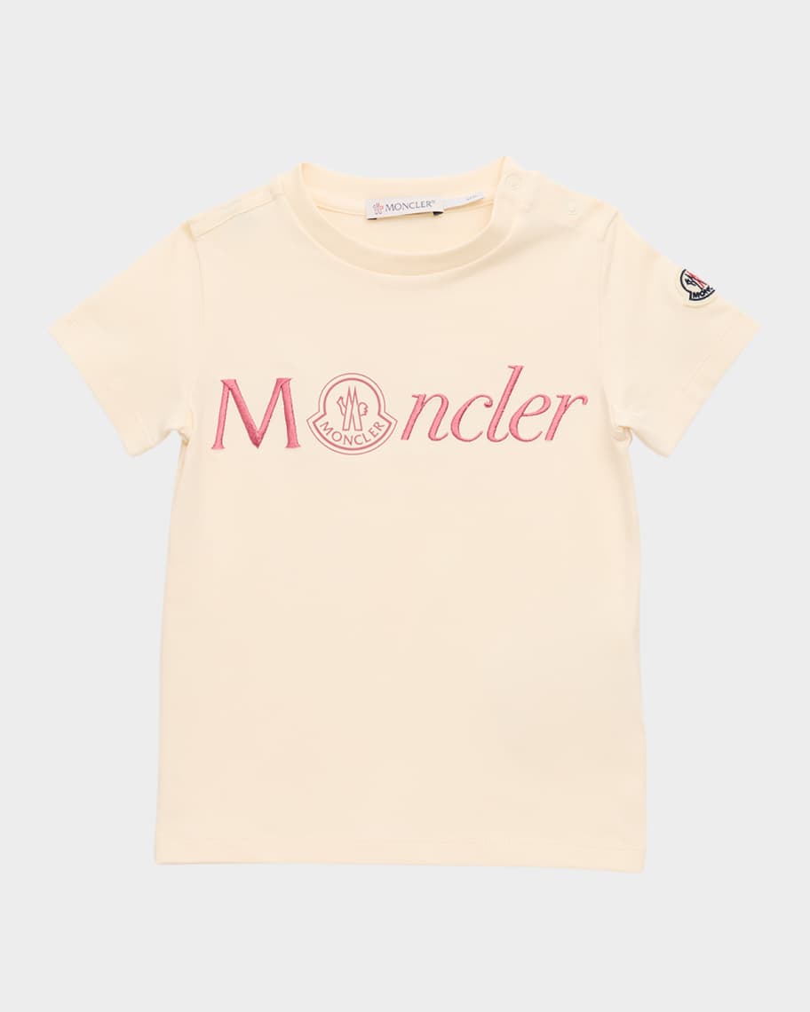 Moncler ピンク ロゴ Tシャツ Logo cotton T-shirt in pink - Moncler | Mytheresa