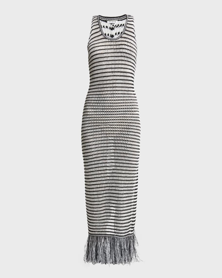 ドルチェ&ガッバーナ★Striped Charmeuse Pleated Hem Dress $2995 Dolce & Gabbana AUTH NEW Striped Charmeuse Silk