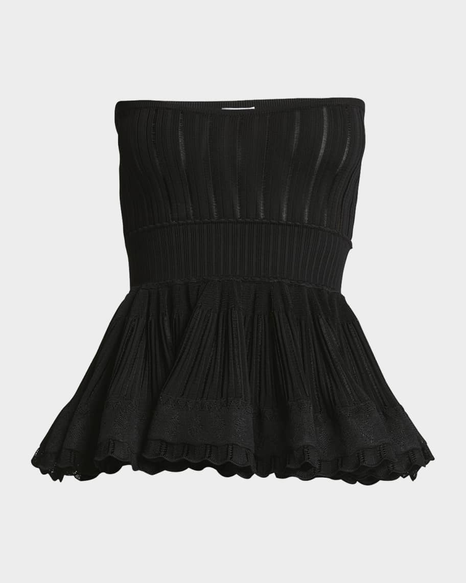 Crinoline Strapless Rib Peplum Top