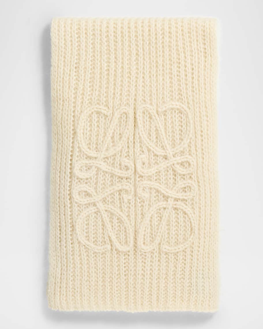 Loewe Anagram Crochet Mohair-Blend Scarf | Neiman Marcus