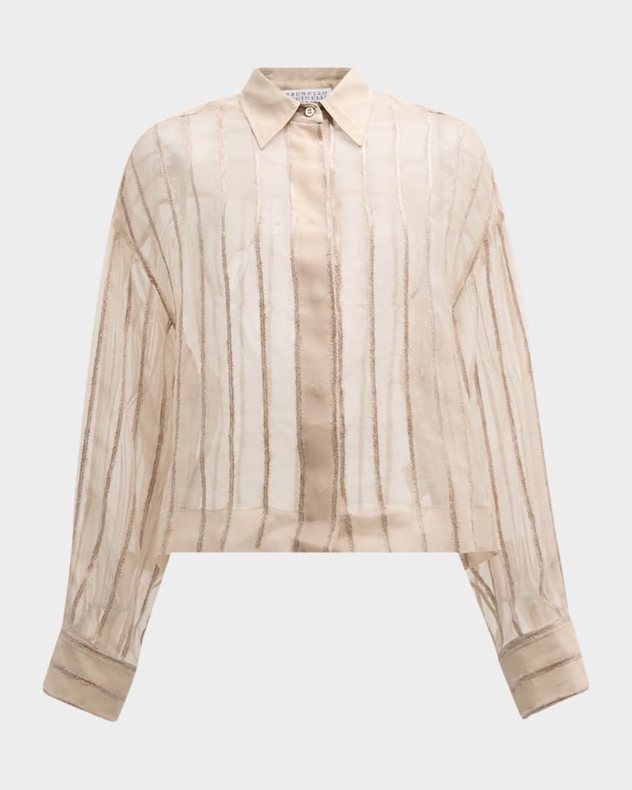Brunello Cucinelli★素敵！Silk Sparkly Sequin Stripe Jacket NWT$4295 Brunello Cucinelli 100% Silk Sparkly 2Tone Sequin
