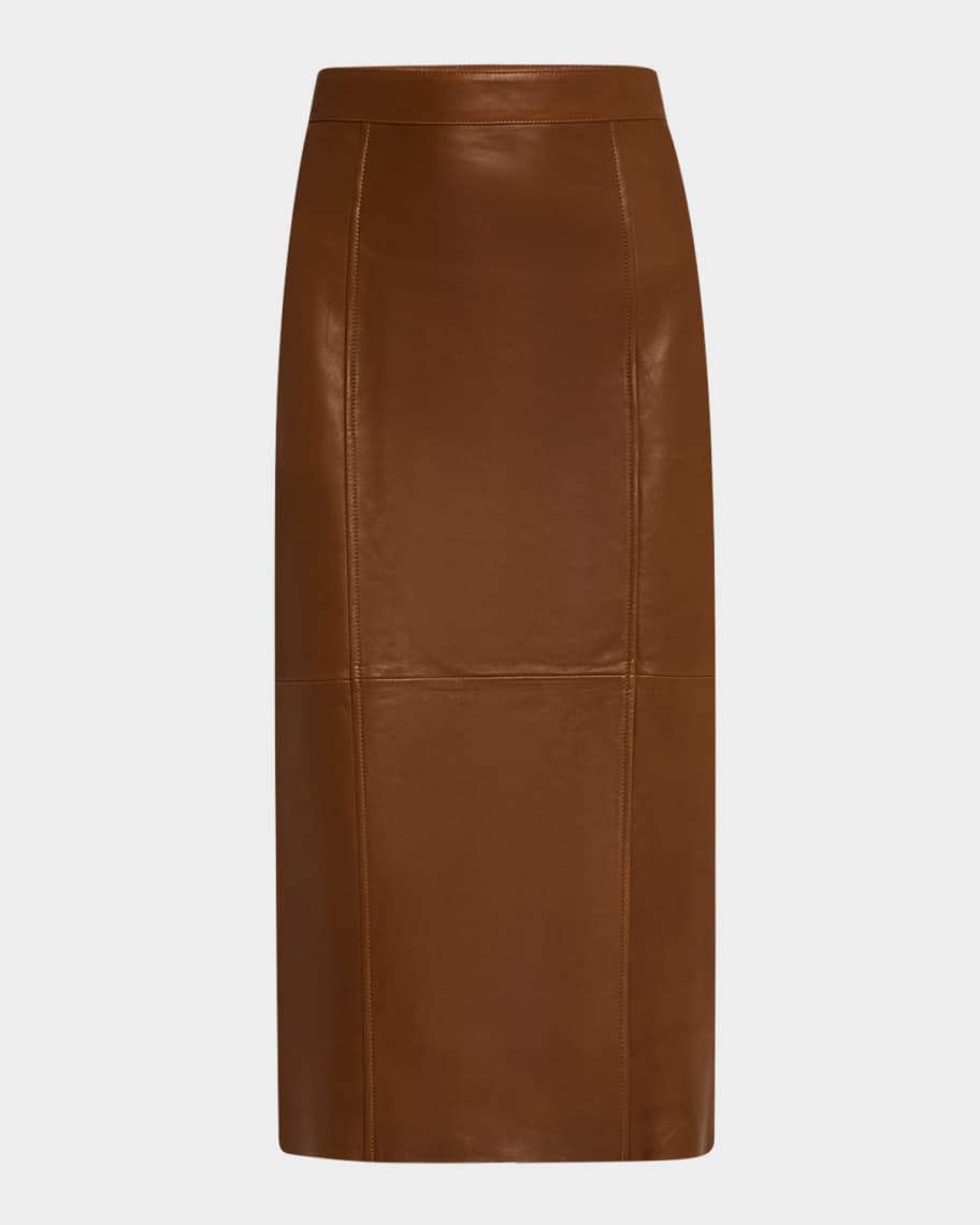 Polo Ralph Lauren Lambskin Leather Pencil Skirt | Neiman Marcus