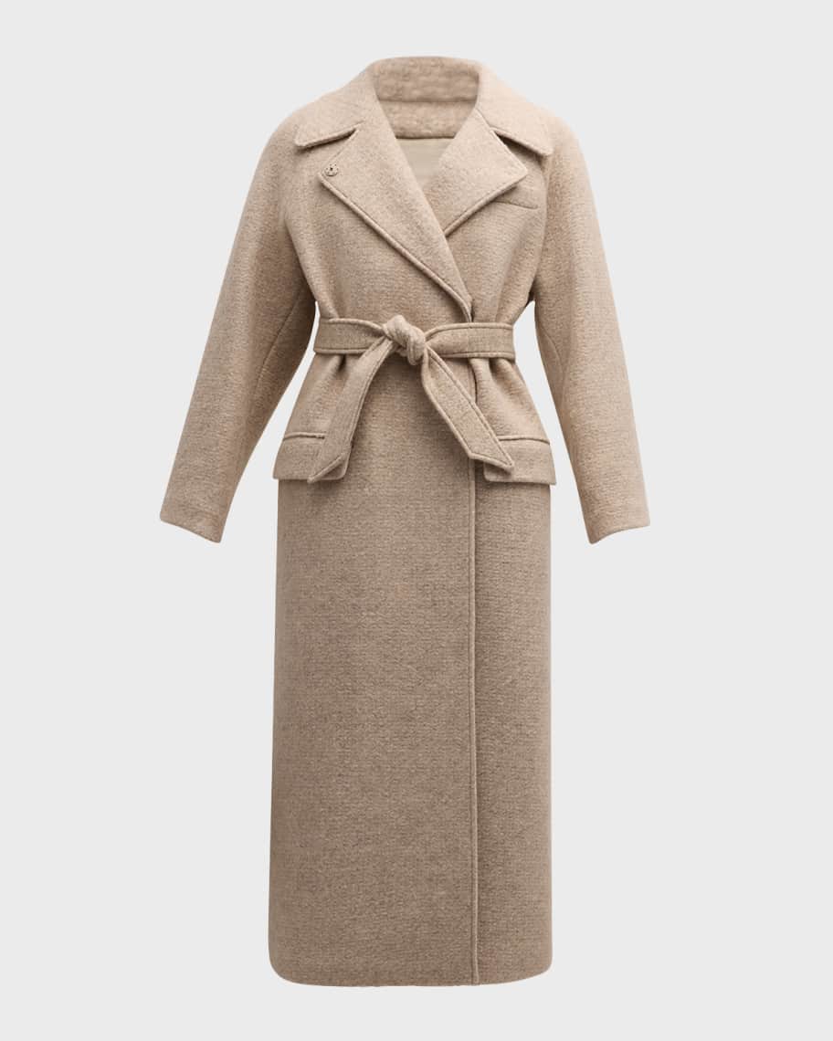 Emporio Armani Belted Boucle Maxi Wrap Coat | Neiman Marcus