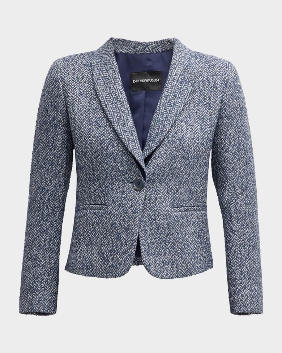 Emporio Armani Single-Button Chevron Tweed Blazer | Neiman