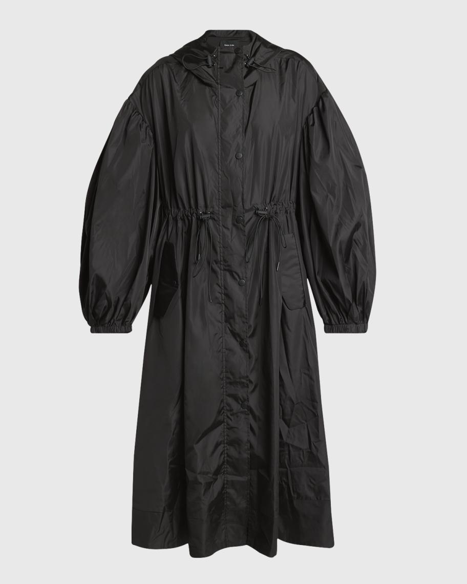 Simone Rocha Puff-Sleeve Hooded Trapeze Parka Jacket | Neiman Marcus