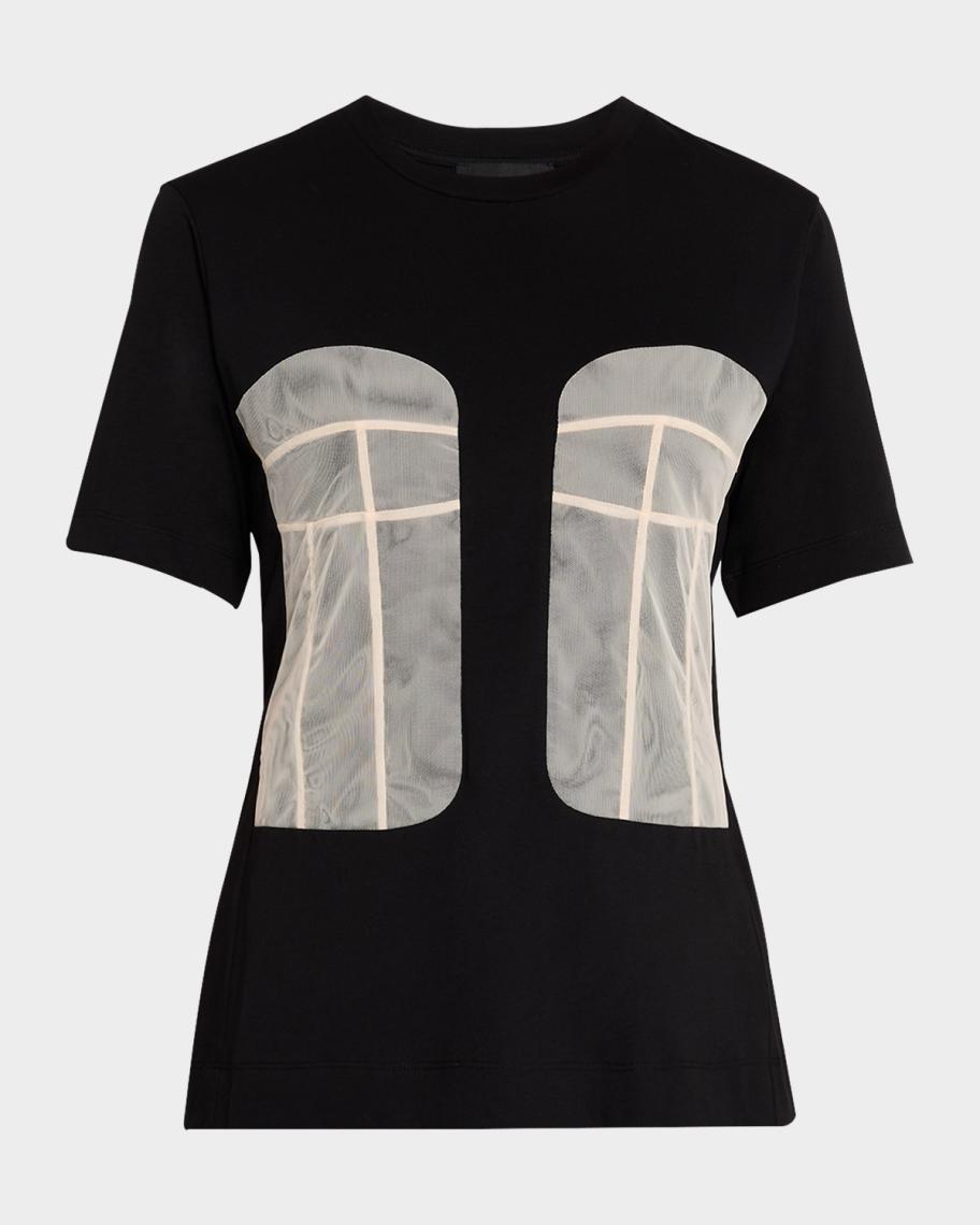 Simone Rocha Bustier Paneled Short-Sleeve T-Shirt | Neiman Marcus