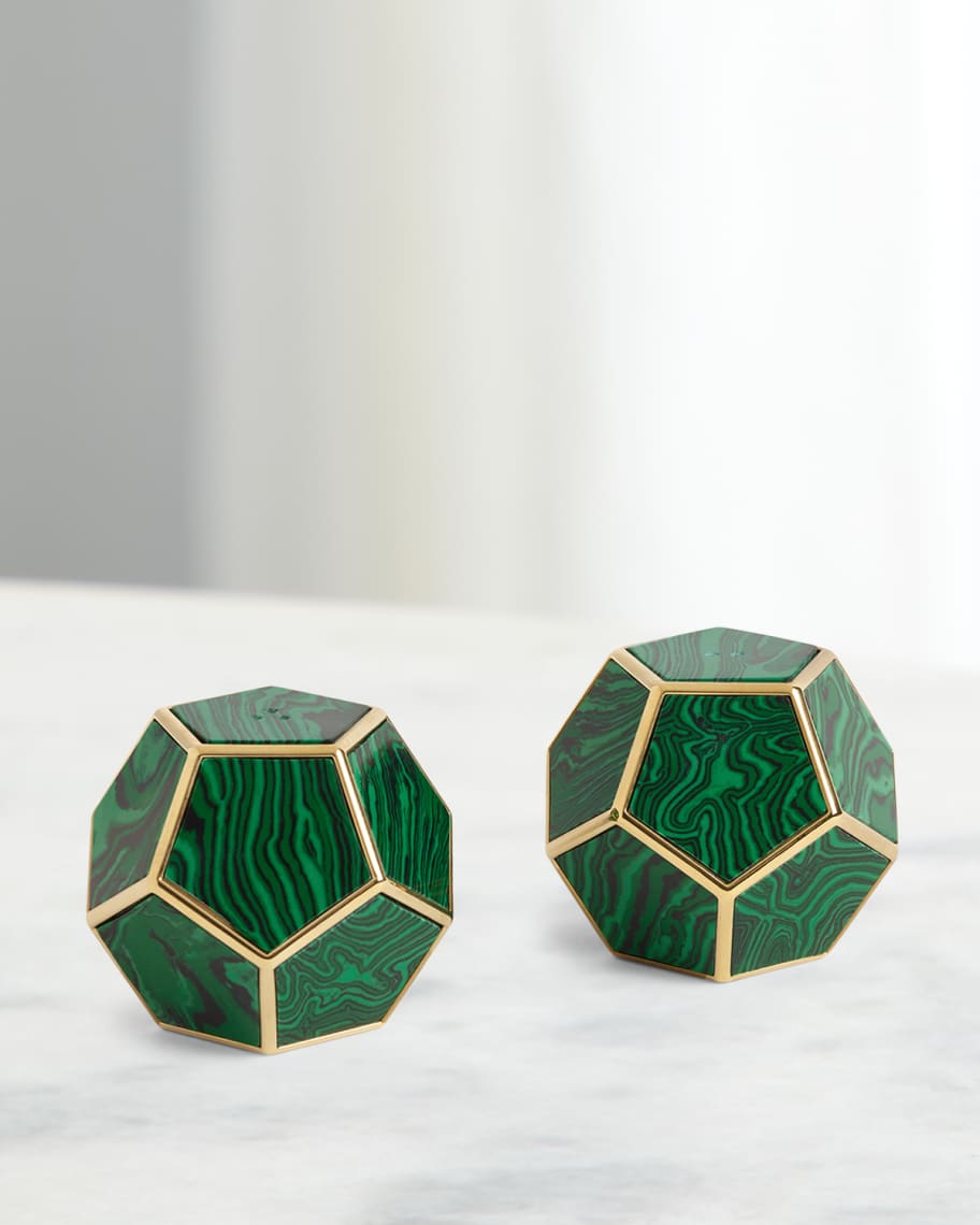 L'Objet Malachite Pentagon Spice Jewels, Set of 2
