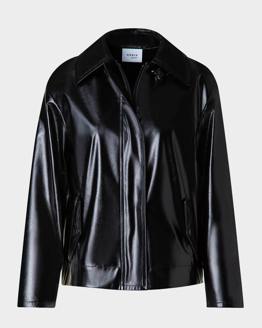 Akris punto Carabine-Hook Lacquered Faux Leather Jacket | Neiman