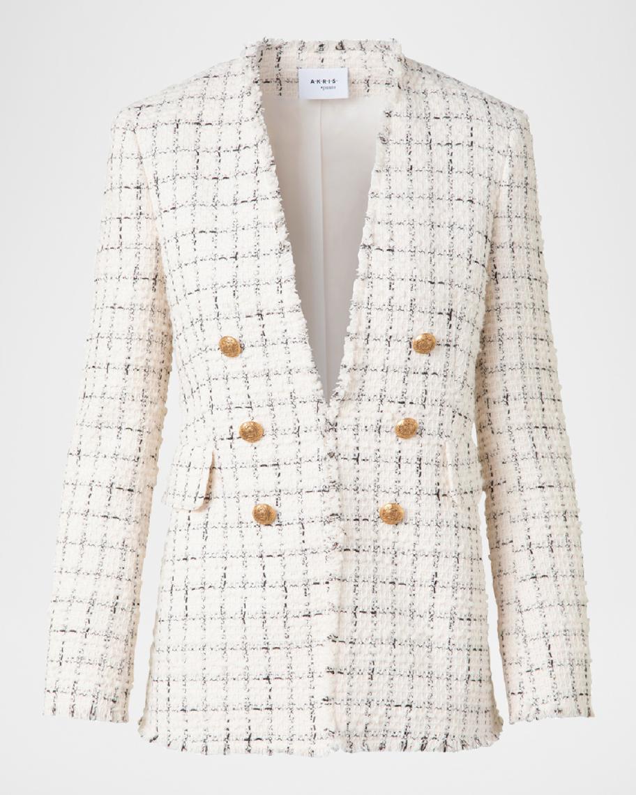 Akris punto Small Window Check Tweed Blazer | Neiman Marcus