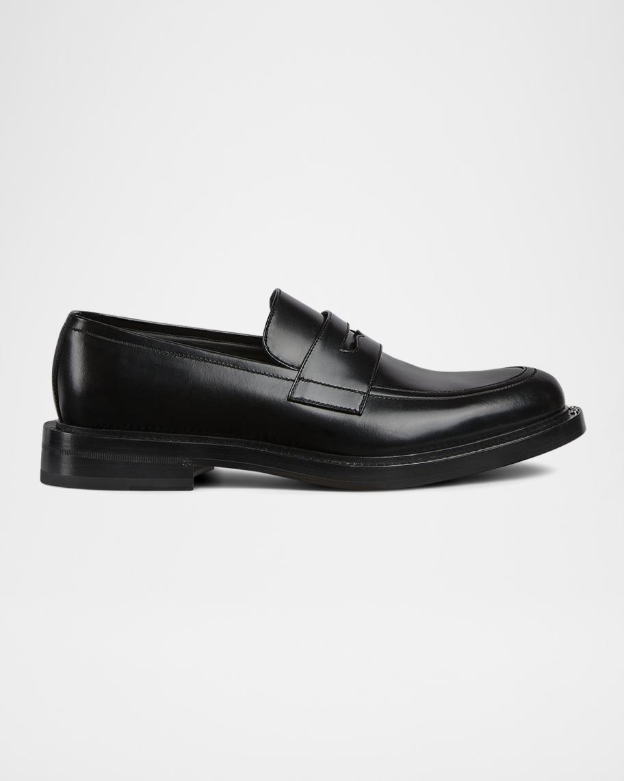 Gucci 110-1477 Mens Black Leather Round Toe Horsebit Slip On Penny Loafers Shoes Gucci Horsebit Loafers Mens 8.5 D Flats 1953 Iconic Web  main image 4
