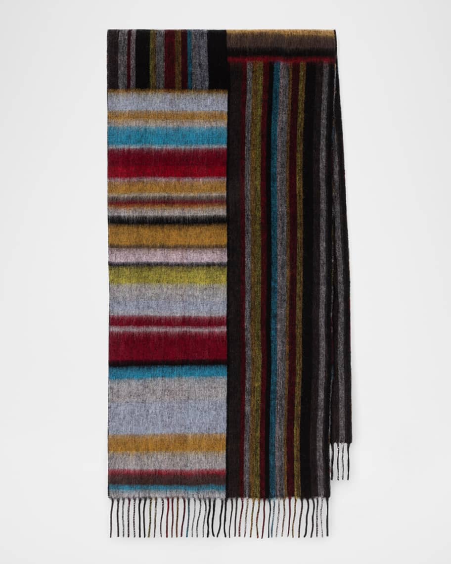 Paul Smith Men's Lambswool Signature Mash Up Scarf | Neiman Marcus