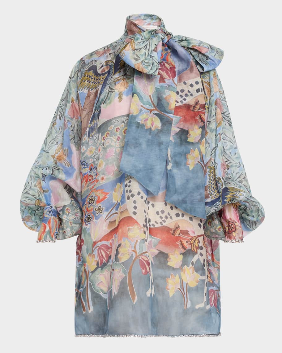 Zimmermann Illustration Billow Shift Mini Dress | Neiman Marcus
