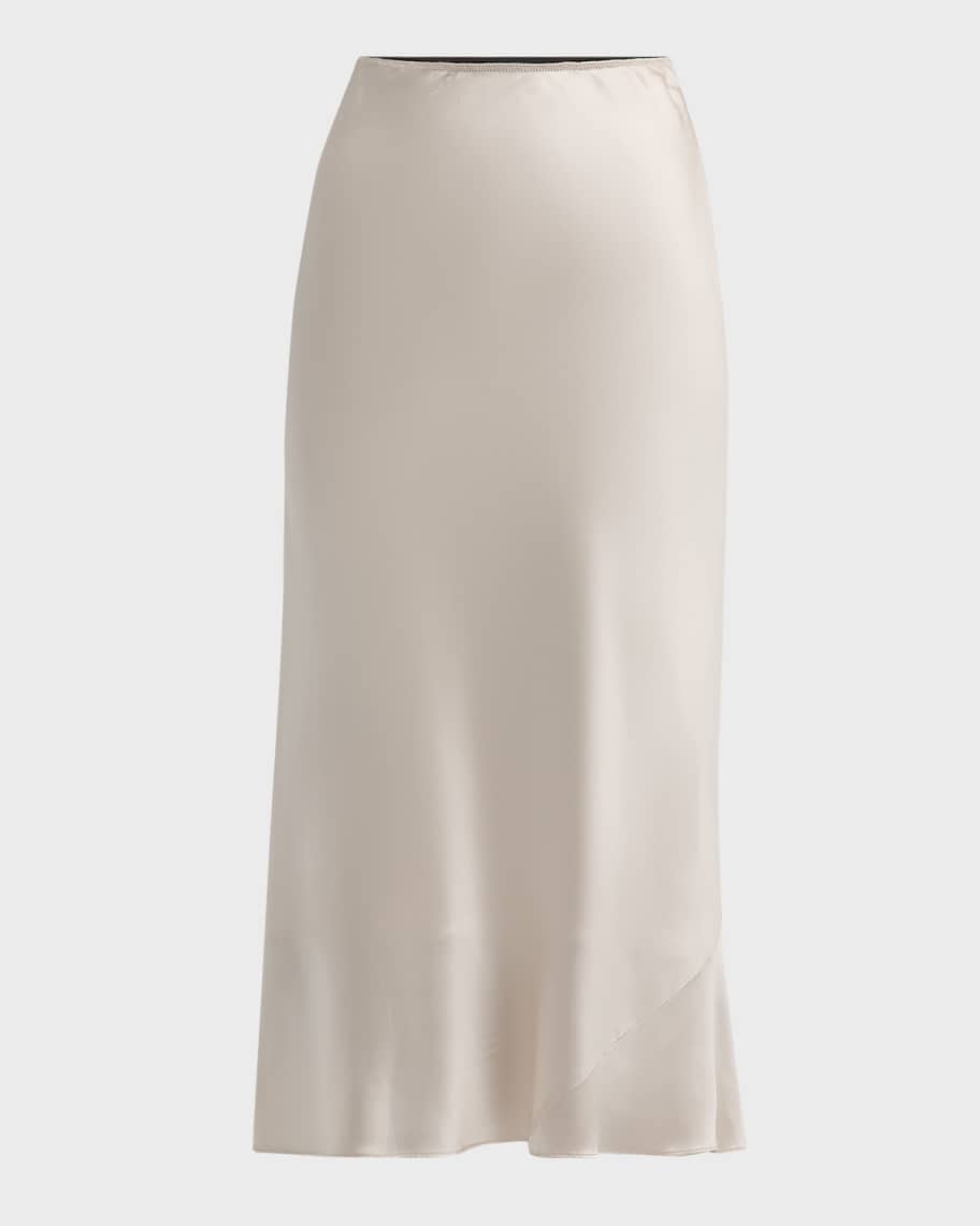 【Dorothee Schumacher】ストライプシルクツイルミディスカート Dorothee Schumacher - Endless Shimmer Navy & Silver Stripe Skirt