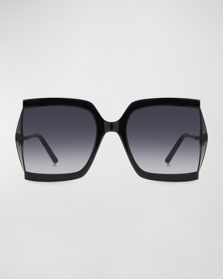 Carolina Herrera Crystal Bow Mixed-Media Square Sunglasses  display picture 1