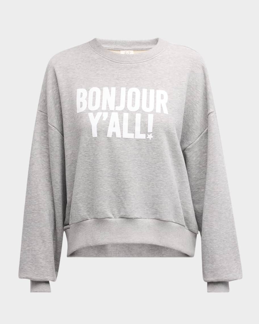 Cinq a Sept Bonjour Y'all Drop-Shoulder Cotton Sweatshirt