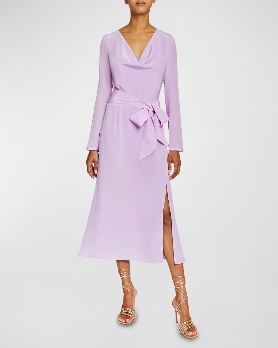 Santorelli Piper Cowl-Neck Silk Crepe De Chine Midi Dress