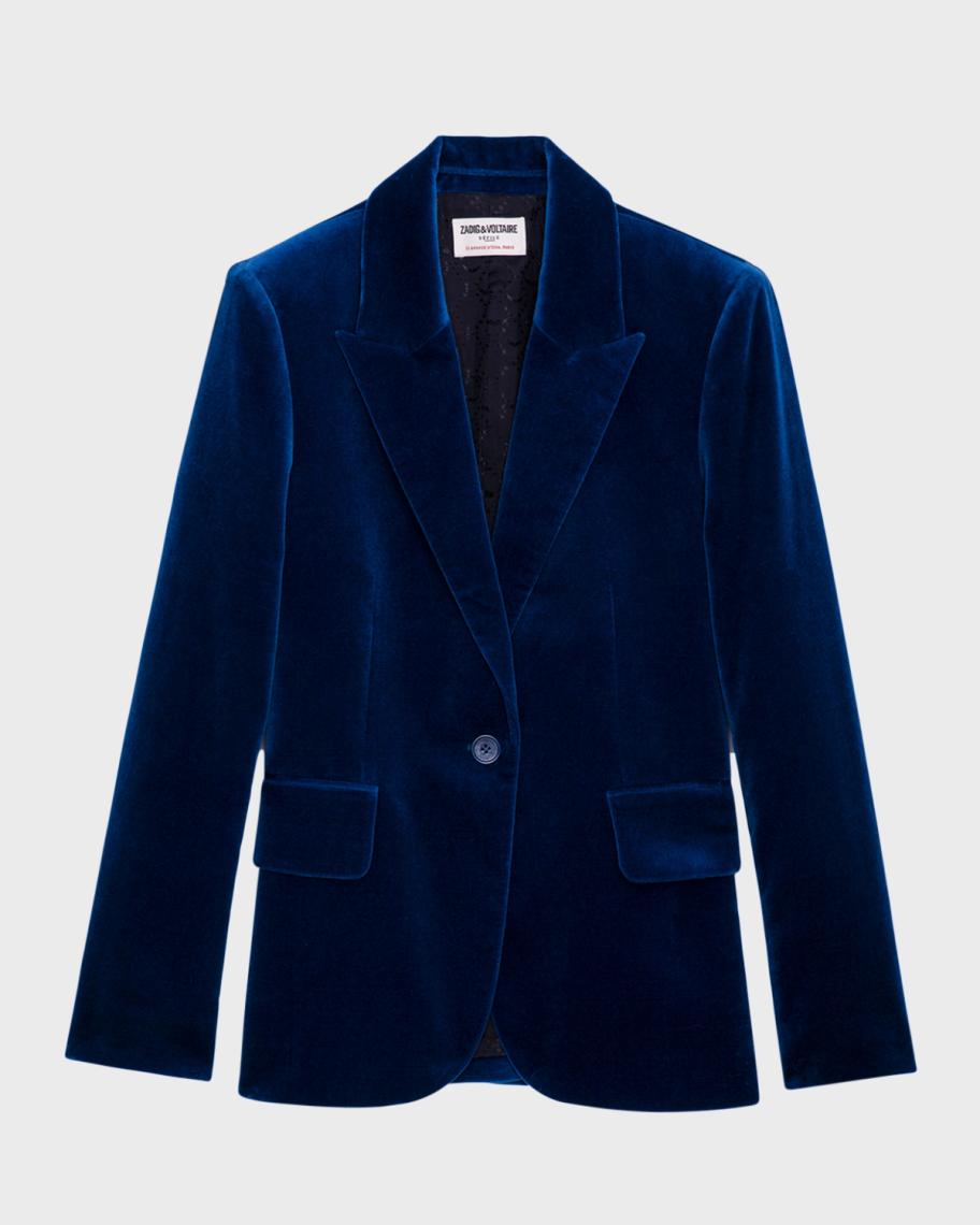 Zadig & Voltaire Vavy Velvet Single-Breasted Blazer | Neiman Marcus