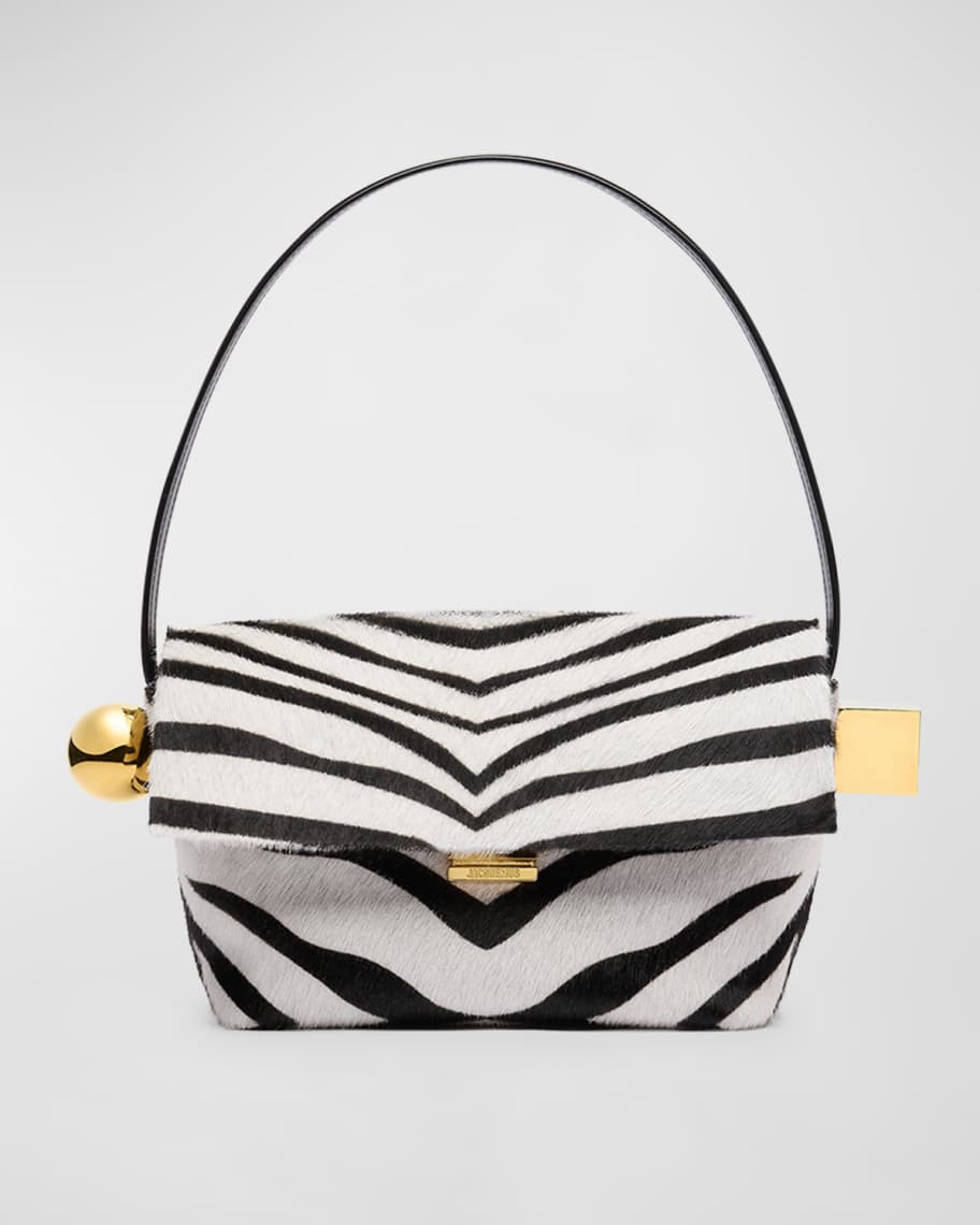 Jacquemus Le Rond Carre Zebra-Printed Leather Shoulder Bag