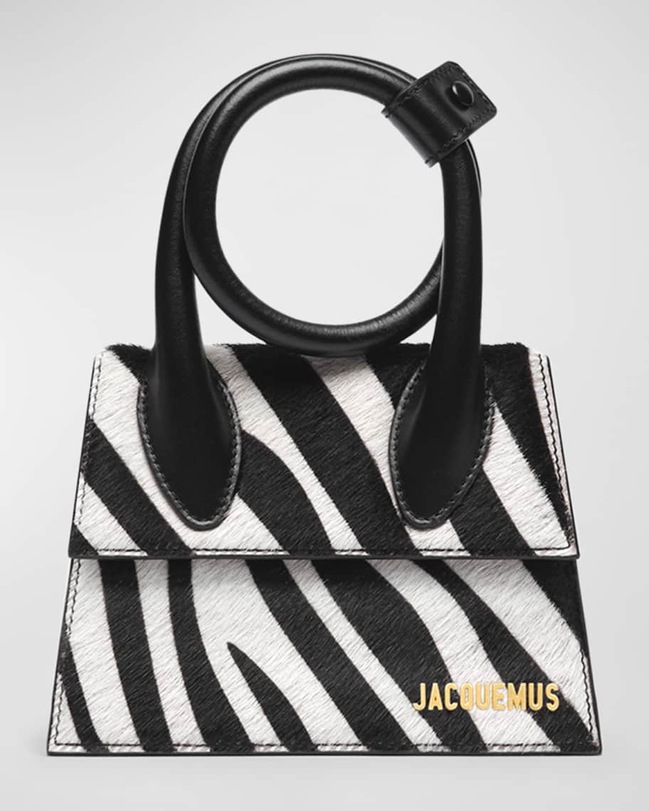 Le Chiquito Noeud Zebra Printed Leather Top-Handle Bag