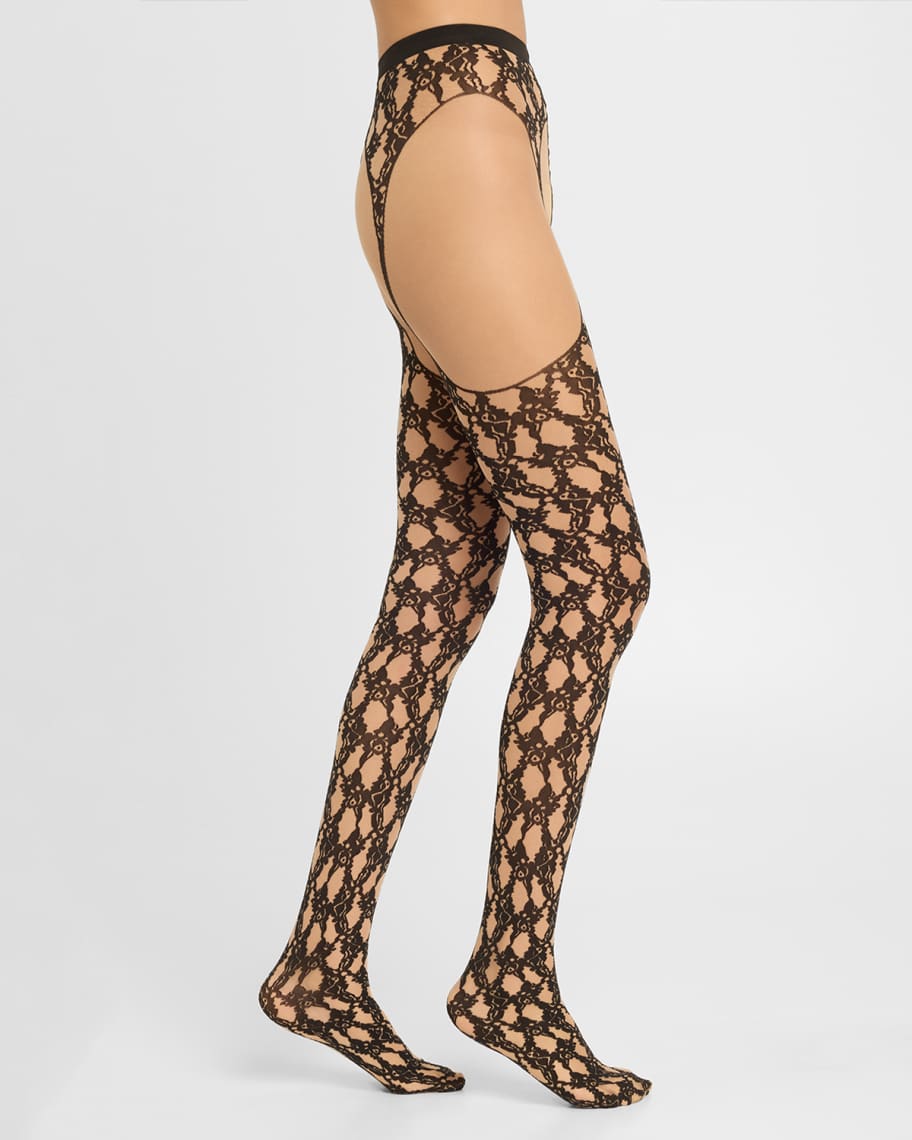 Wolford Floral Lace Suspender Tights, 20 Denier | Neiman Marcus