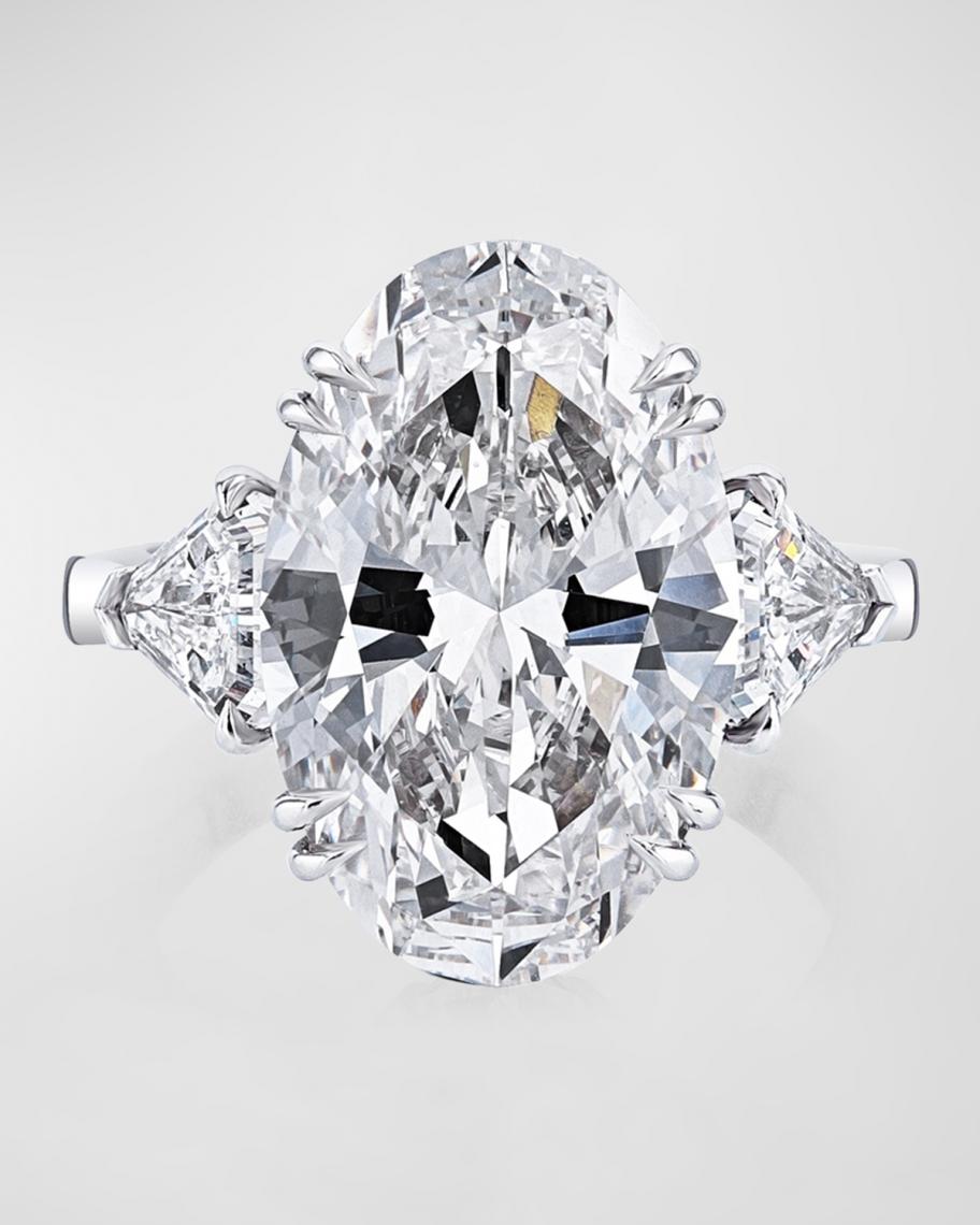 Neiman Marcus Diamonds Platinum Three Stone Oval Diamond Ring, 9.55tcw ...
